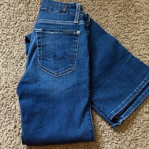 7 For All Mankind Women's Wide Leg Jeans in Dark Blue Denim 
Smoke free home